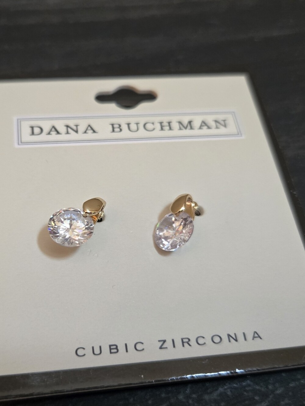 Dana Buchman Gold-Plated Stud Earrings with Clear Stones